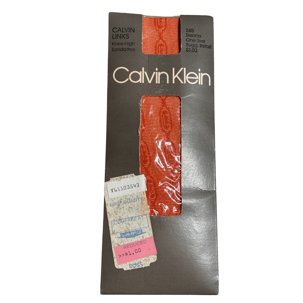Vintage 1985 Calvin Klein Links Knee High Hosiery Sienna One Size Sandaltoe